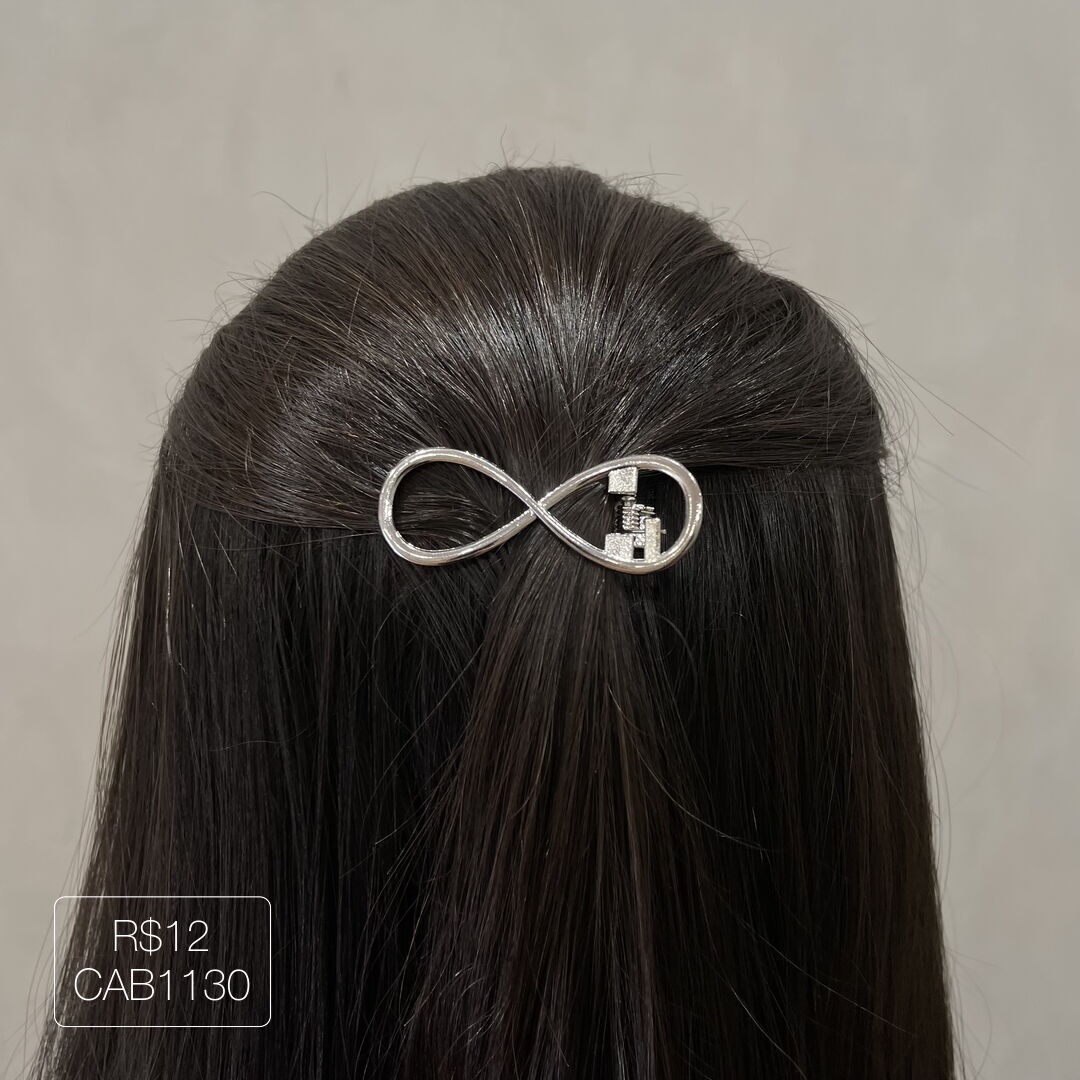 Hair Clip Laço Vazado Liso Prateado
